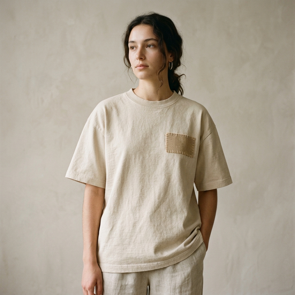 Concepto de camiseta con detalle de arpillera