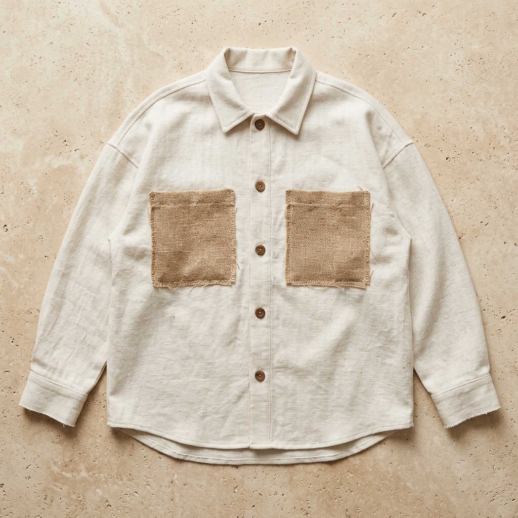 Concepto de sobrecamisa con detalles de tela de saco